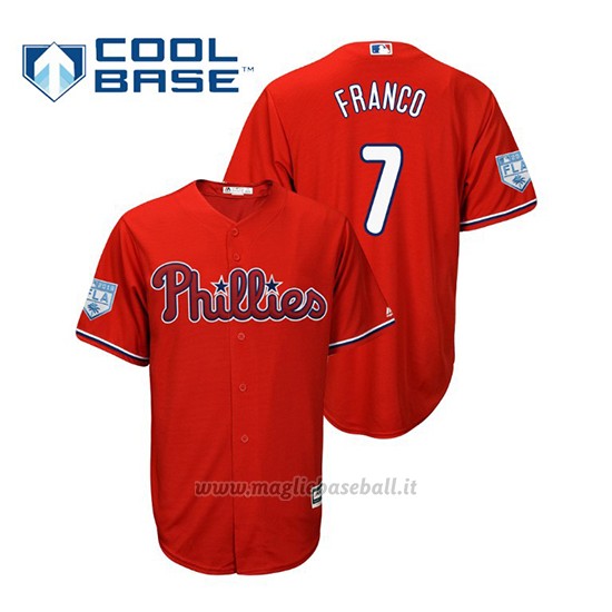 Maglia Baseball Uomo Philadelphia Phillies Maikel Franco Cool Base Entrenamiento De Primavera 2019 Rosso